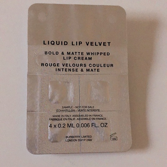 5/$20 💋Burberry Liquid Lip Velvet Sample (4 x 0.2 mL) - Picture 2 of 2